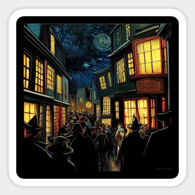 Starry Night in Diagon Alley Sticker by Grassroots Green